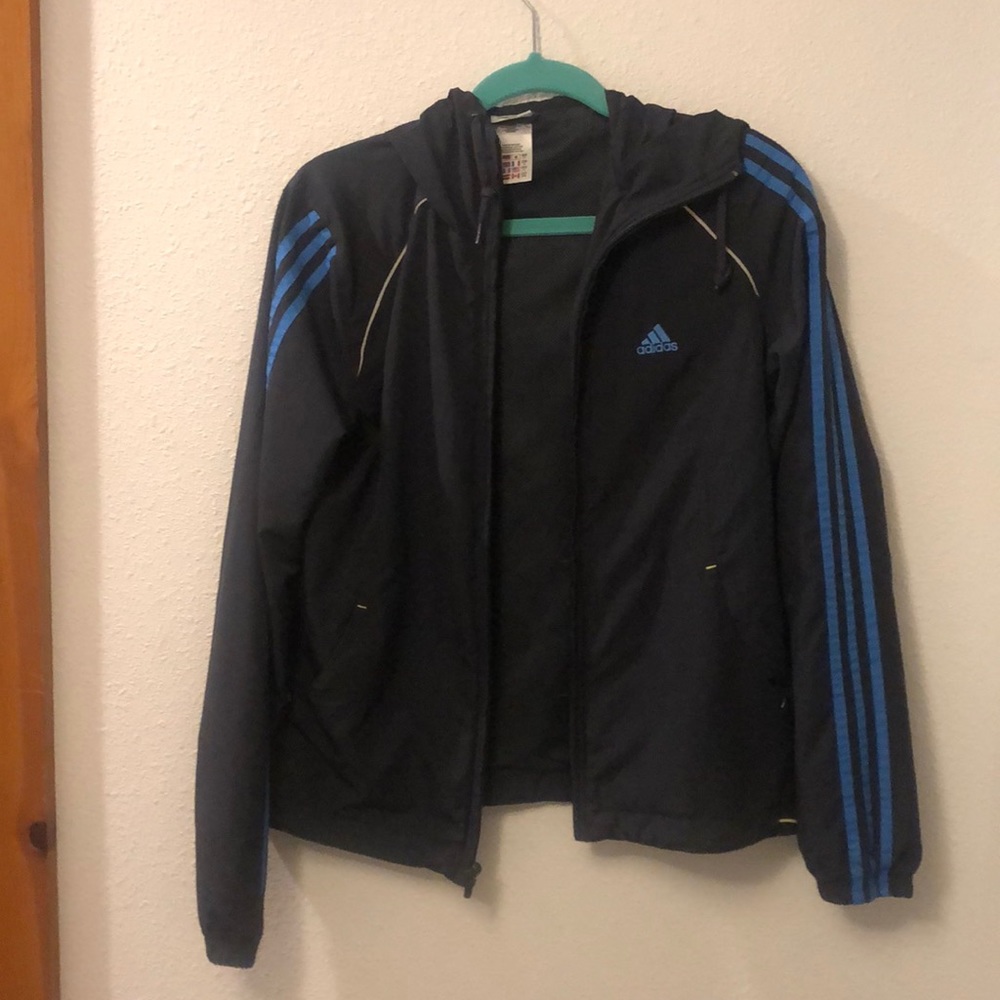 Adidas hooded dark navy windbreaker